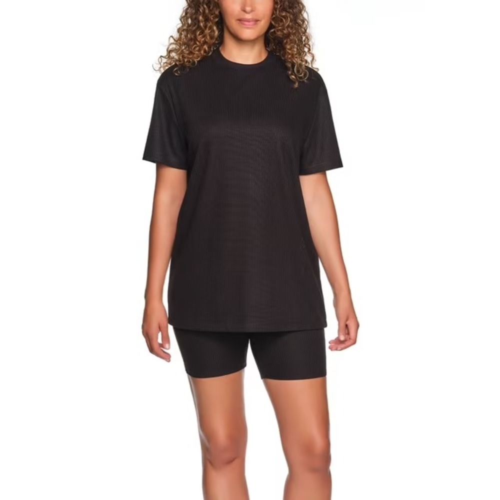 LOFT Womens 2-Piece Ribbed Bike Short Pajama Set XXXL Black 11LL079-BLK-3XL